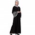 Designer abaya with embroidered sleeves- Black and White